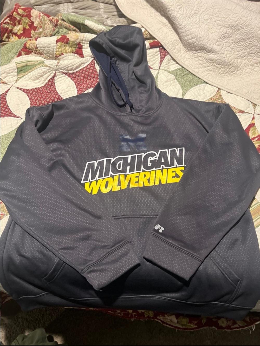 Michigan Wolverines Navy Hoodie with Yellow Logo